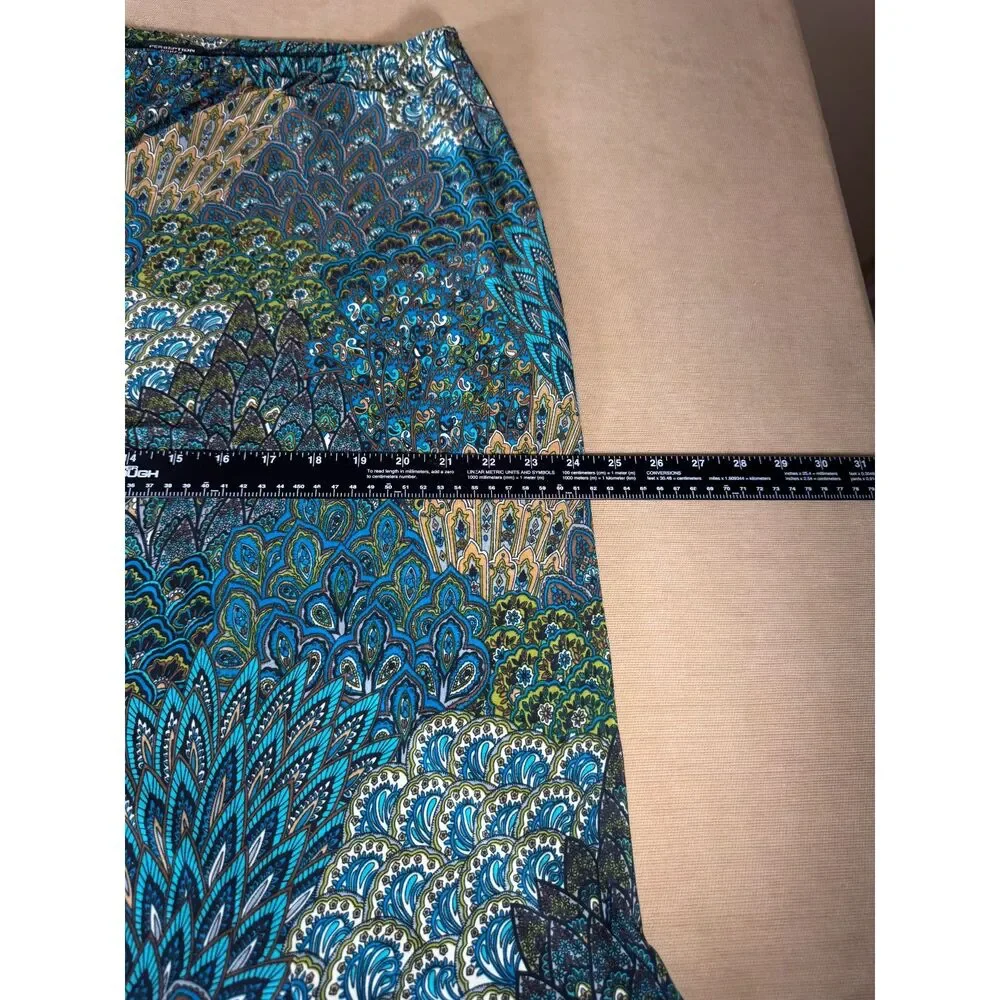 Perseption Women Skirt, Multicolored Green, Blue, Tan, Size, 1X